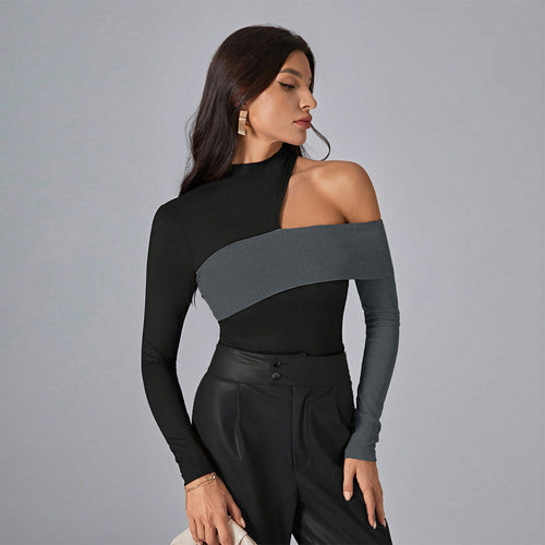 Chemise à manches longues asymétrique pour femmes avec des détails découpés élégants Chic & Stil