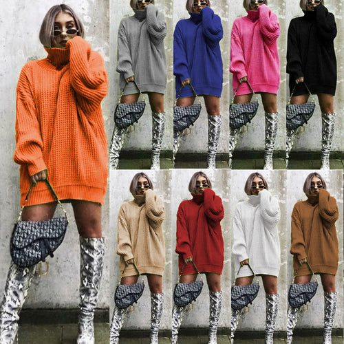 Ladies large knitted sweater with high neck and relaxed silhouette Amarae