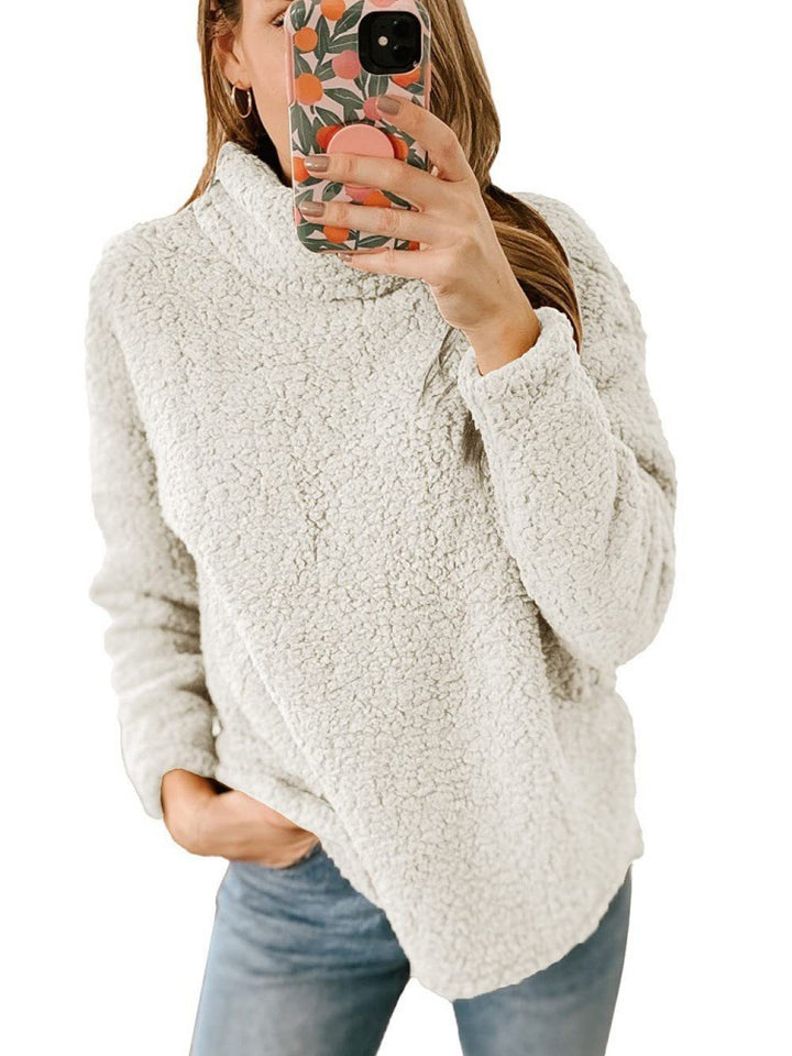 Pull en molleton confortable pour femmes avec col montant et surface texturée Chic & Stil