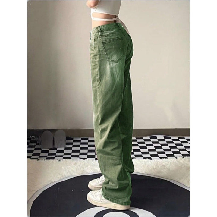 Ladies high-waisted wide denim jeans with straight leg and vintage wash Amarae