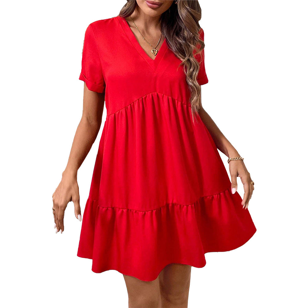 Robe décontractée pour femme avec décolleté en V et jupe évasée Chic & Stil