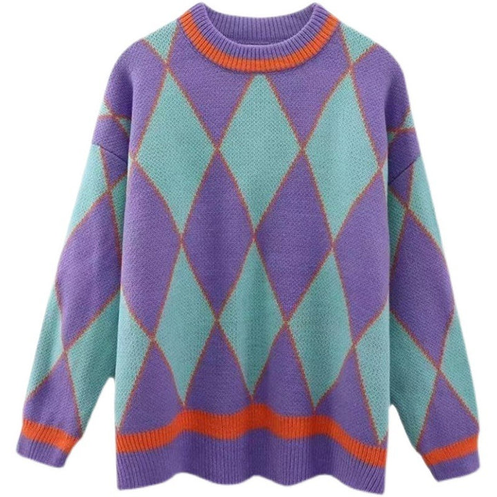 Pull en tricot épais pour femmes avec motif géométrique et coupe décontractée Chic & Stil