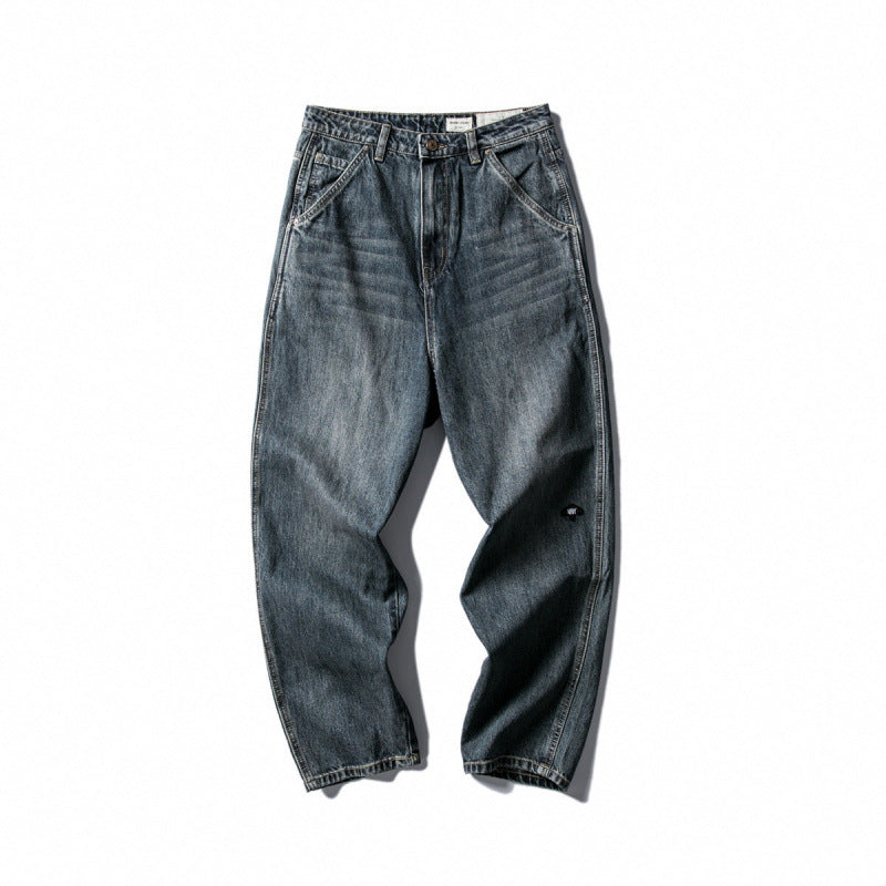 Men's Wide Baggy Jeans made of robust denim with a high waist and used wash Amarae