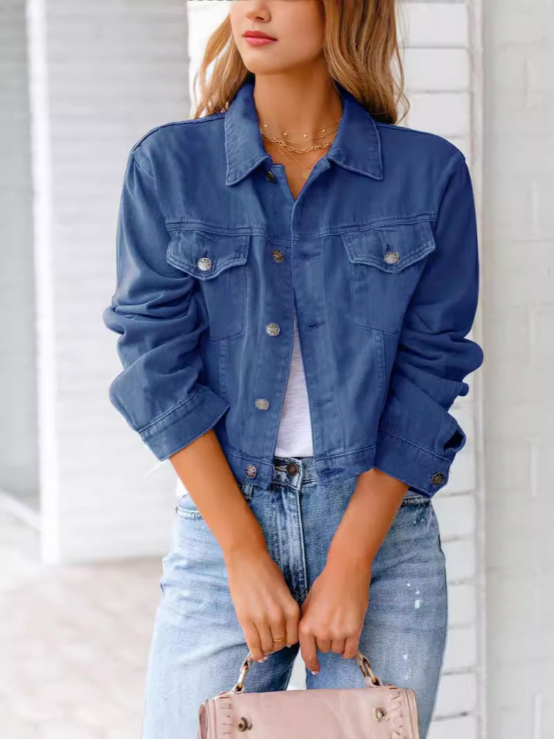 Veste en denim courte pour femmes avec coupe à la mode Chic & Stil