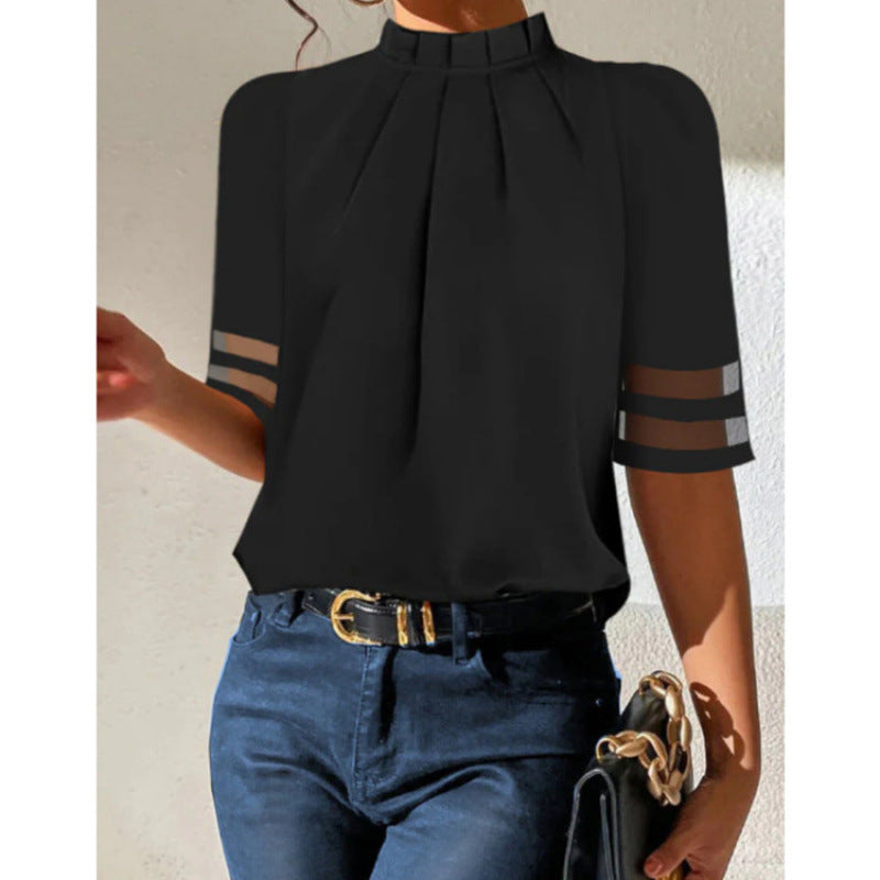 Ladies Elegant Blouse with Transparent Sleeves Lune London