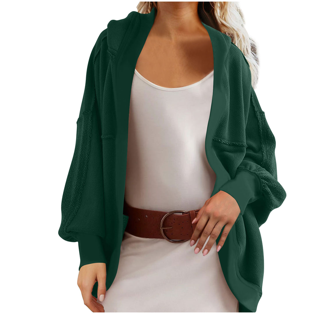 Ladies oversized knitted cardigan with hood and pockets Lune London