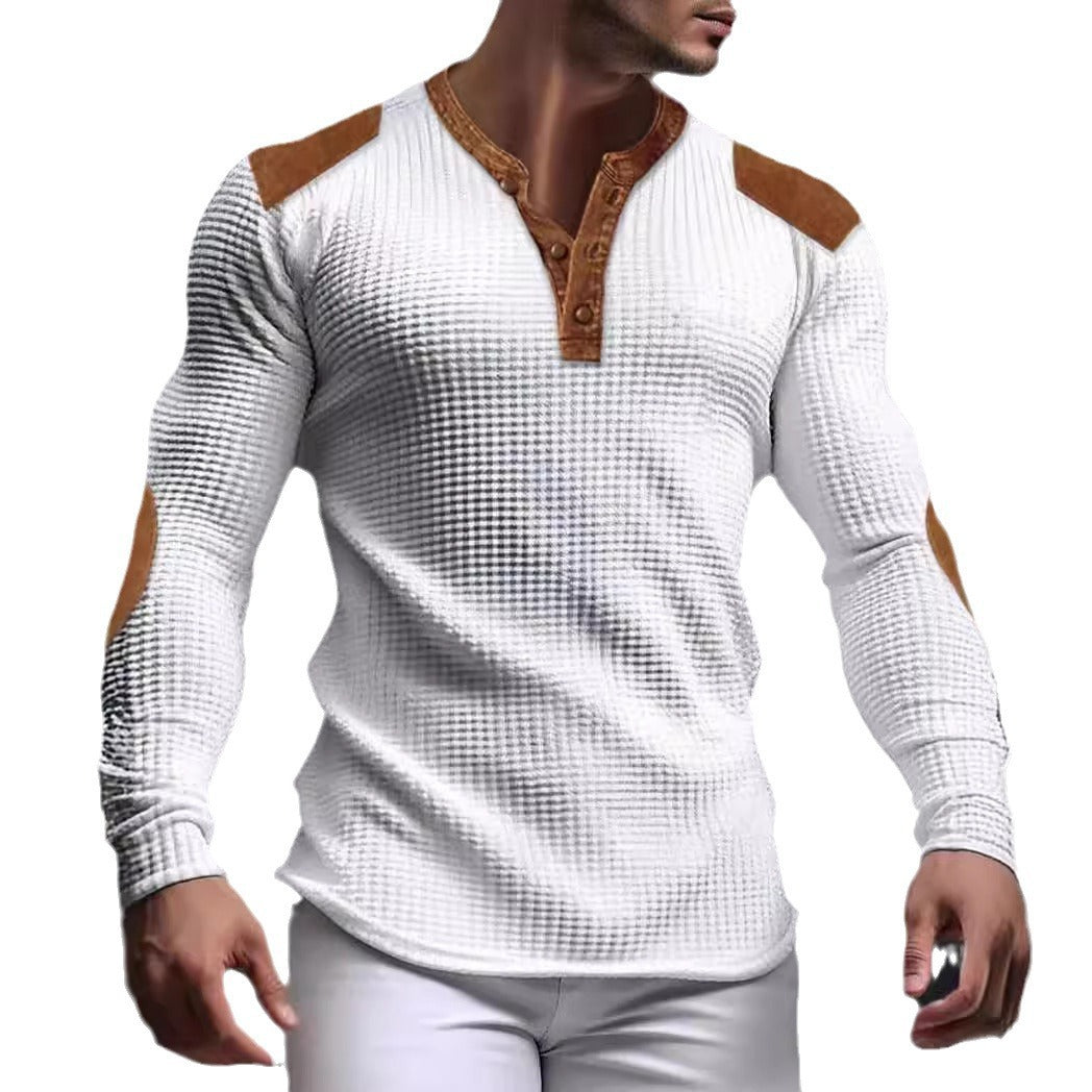 Structured long-sleeve shirt for men with trendy leather applications Lune London