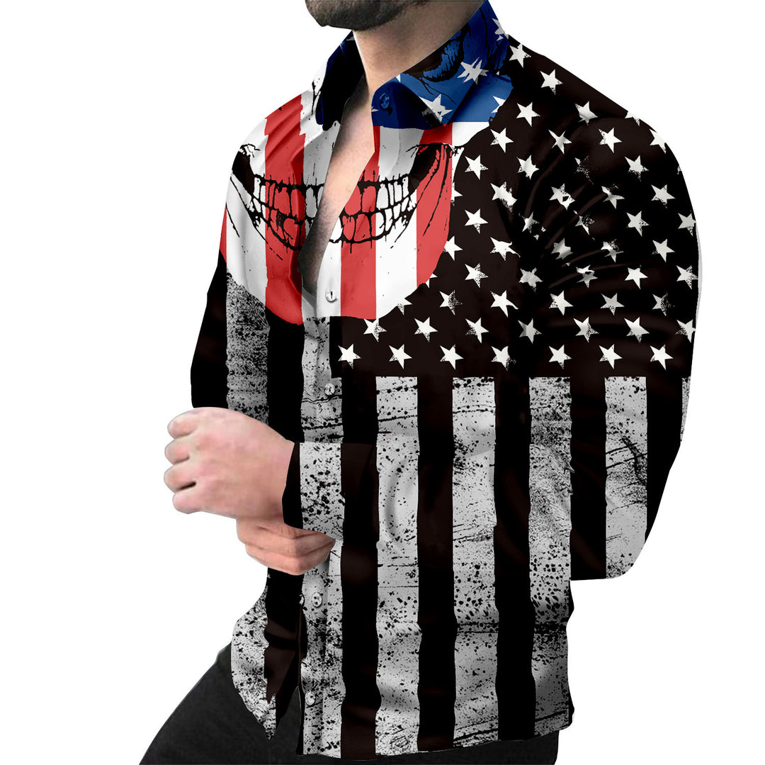 Creative long sleeve shirt for men with animal pattern and chain Amarae