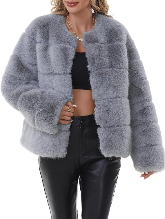 Faux fur jacket for women with structured cut and voluminous sleeves Lune London
