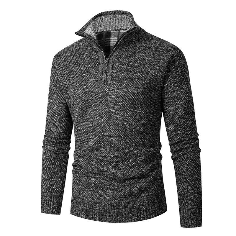 Pullover for men with high collar and practical zipper Lune London