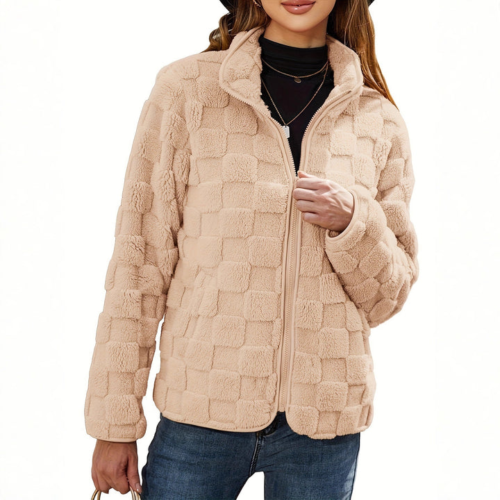 Women's fleece jacket with textured surface and high collar Lune London