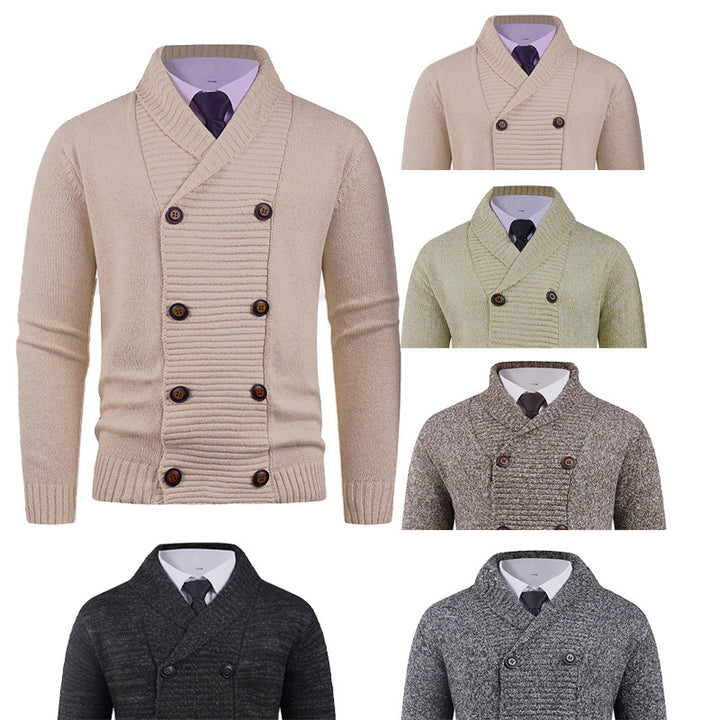 Men's knit jacket with modern shawl collar and practical button details Lune London