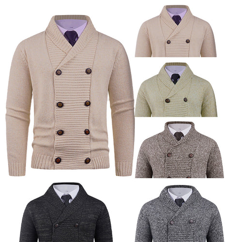 Men's knit jacket with modern shawl collar and practical button details Amarae