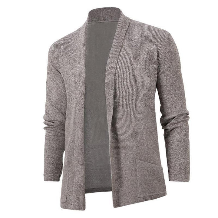 Casual knitted jacket for men with open collar and elegant ribbed design Lune London