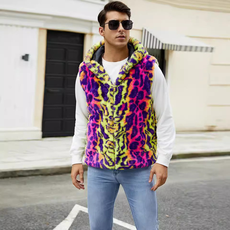 Men's jacket with hood in soft faux fur Lune London