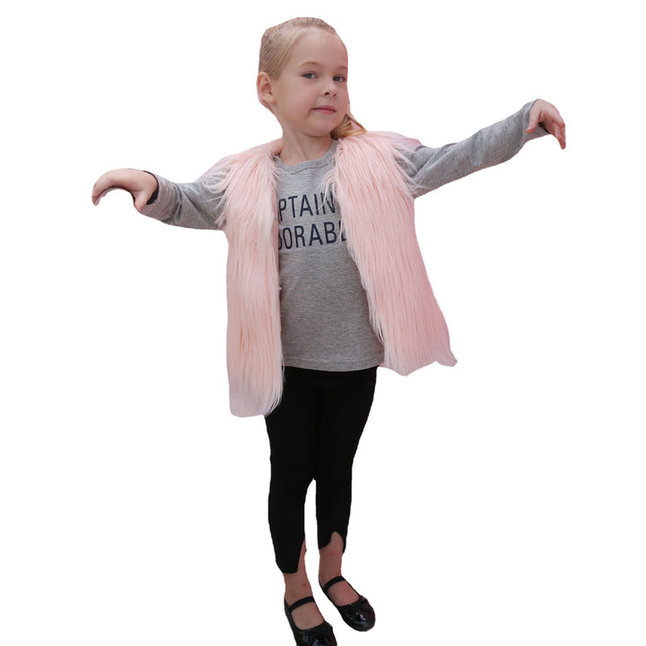 Ladies Faux Fur Soft Gilet with Stand-up Collar Lune London
