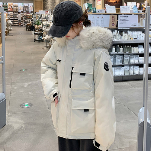Ladies functional parka with removable faux fur collar and practical pockets Amarae
