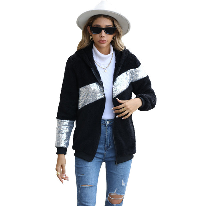 Fleece jacket for women with sparkling accents and a practical zipper Lune London