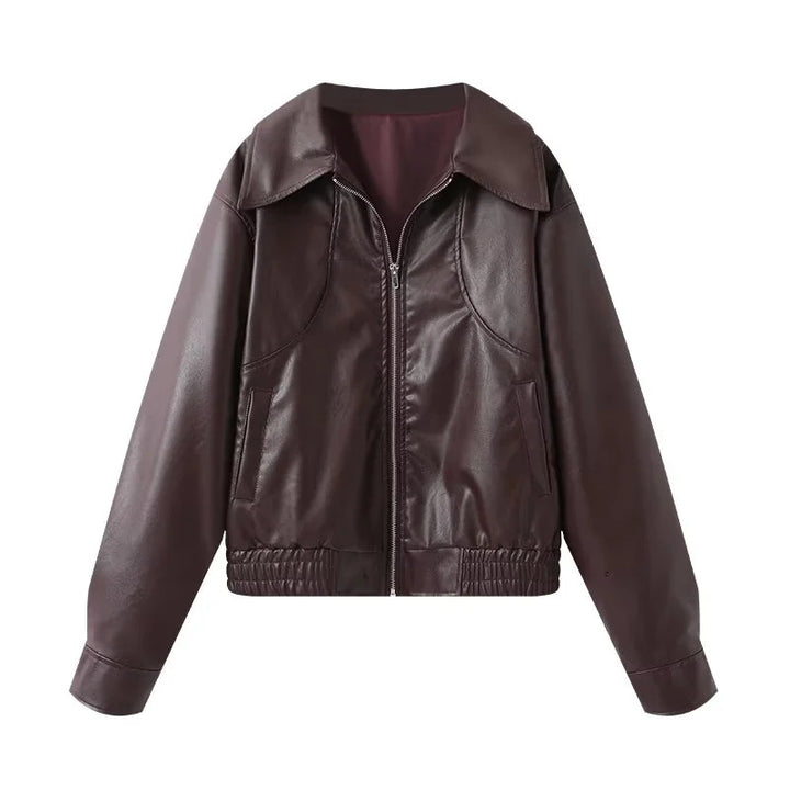 Faux leather jacket for women with a loose fit and casual details Lune London
