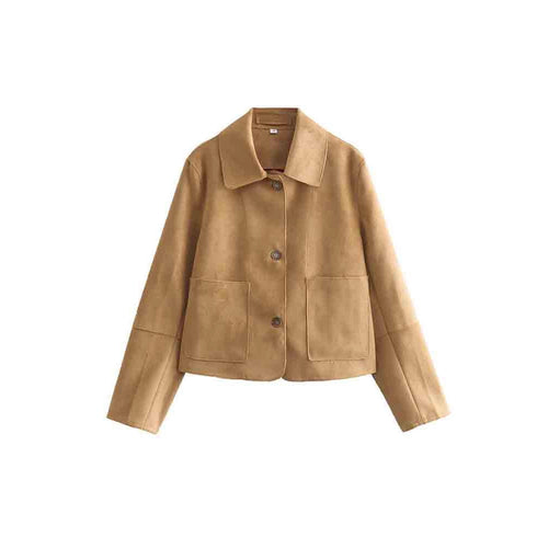 Timeless ladies suede jacket with elegant collar and practical pockets Amarae