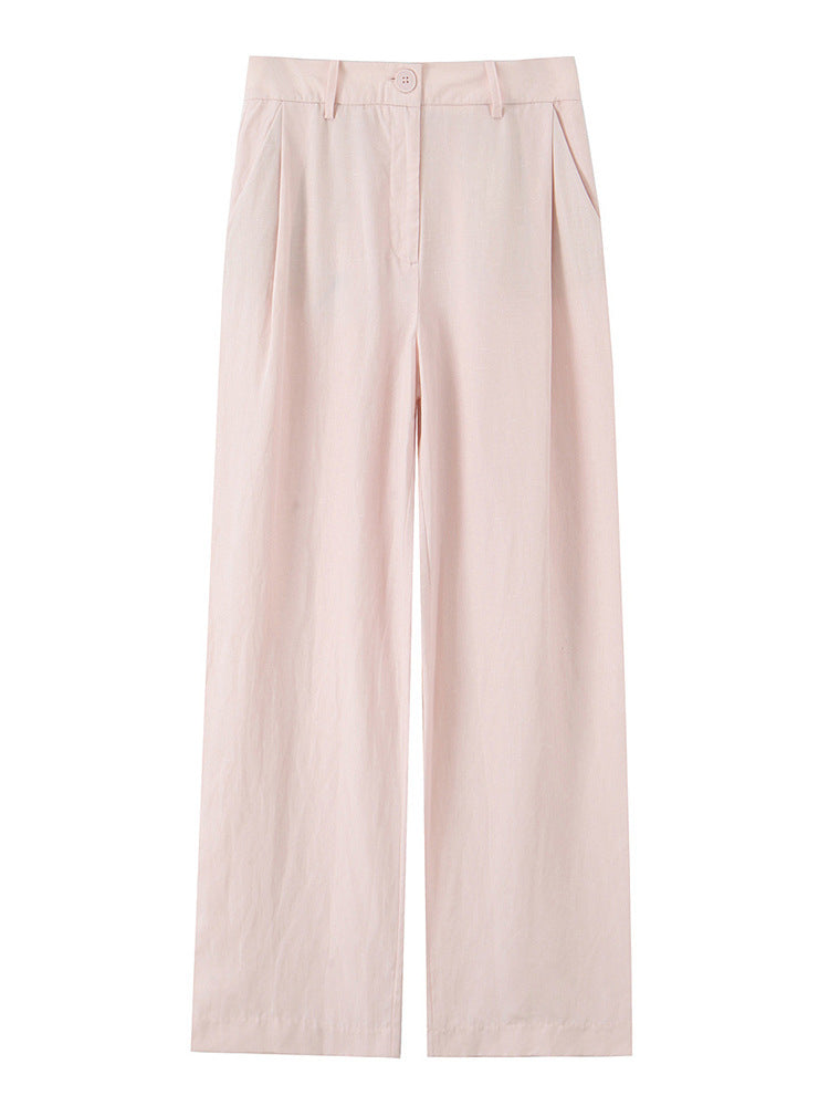 Women High-waisted wide summer pants with crease and side pockets Amarae