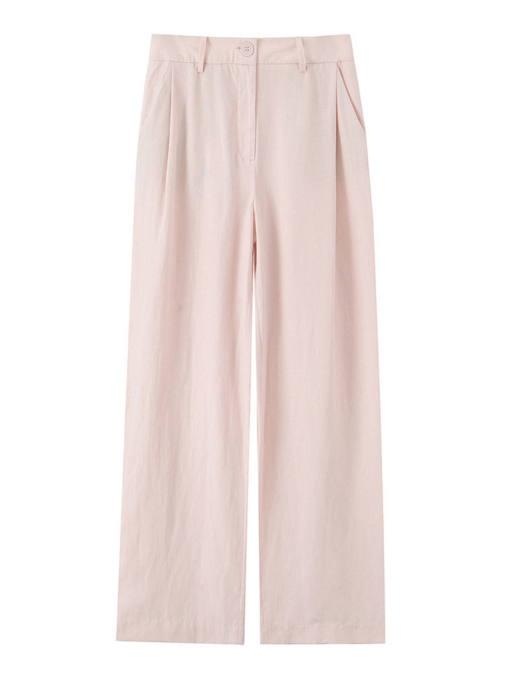 Women High-waisted wide summer pants with crease and side pockets Amarae