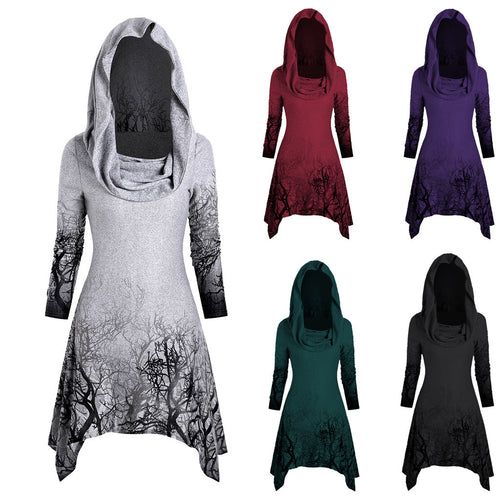 Hooded dress for women with graphic tree design Amarae