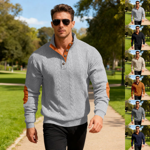 Knitted sweater for men with modern collar and elegant contrasting details Amarae