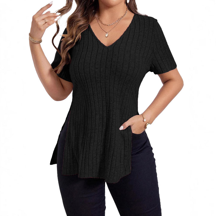 Chic Textured V Neck Women's Tunic and Style