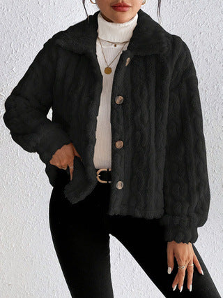 Ladies quilted plush with high collar Lune London