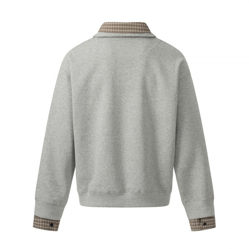 Men's sweatshirt with integrated shirt collar and layering look Amarae