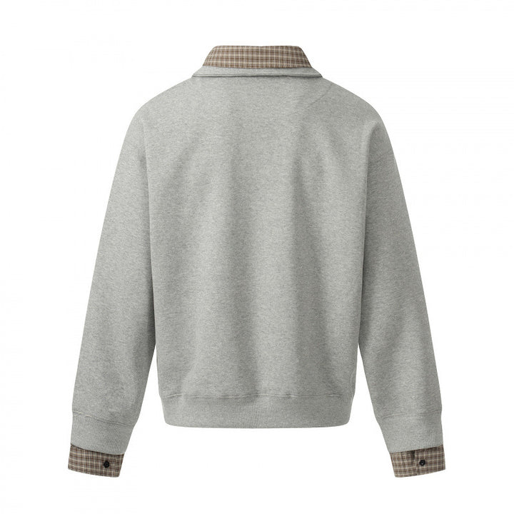 Men's sweatshirt with integrated shirt collar and layering look Amarae