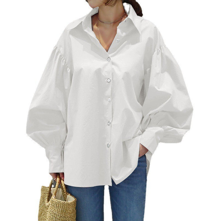 Women's Oversize Blouse with Balloon Sleeves and Shirt Collar Amarae