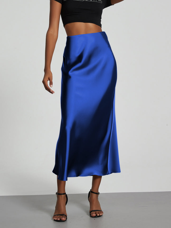 Women Elegant and flowing Satin Maxi Skirts Lune London