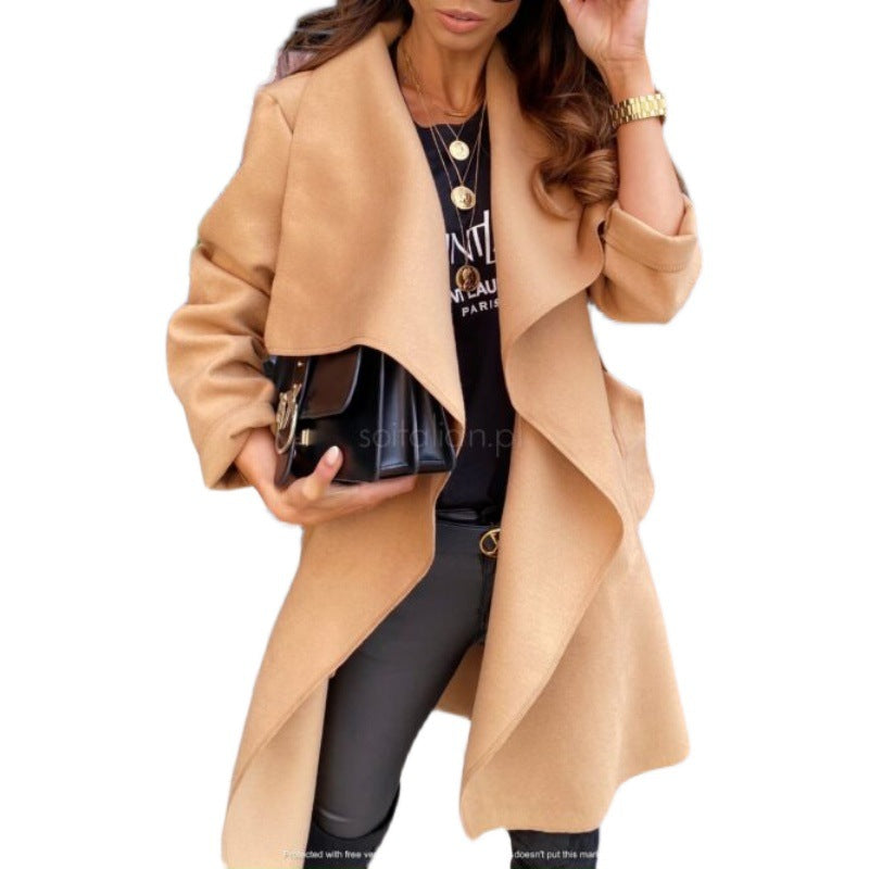 Elegant and bold women's coat with a casual wrap design Lune London