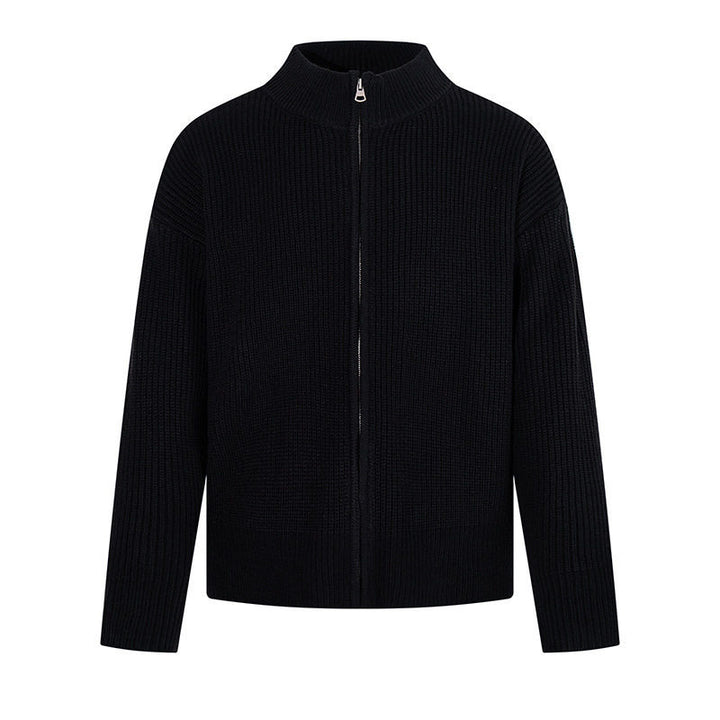 Women's chunky knit zip jacket with stand-up collar and oversized fit Amarae