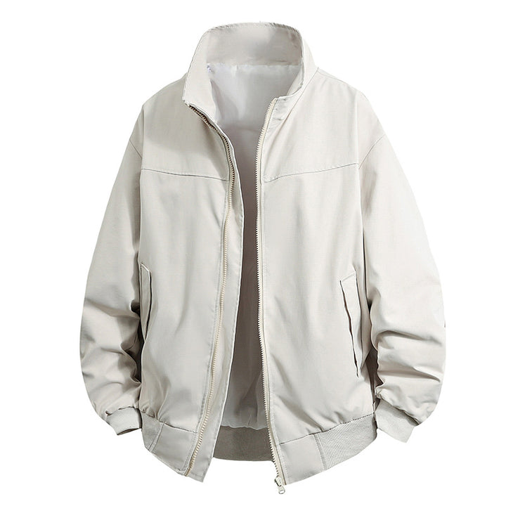Transitional jacket for men with high collar and practical zippered pockets Lune London