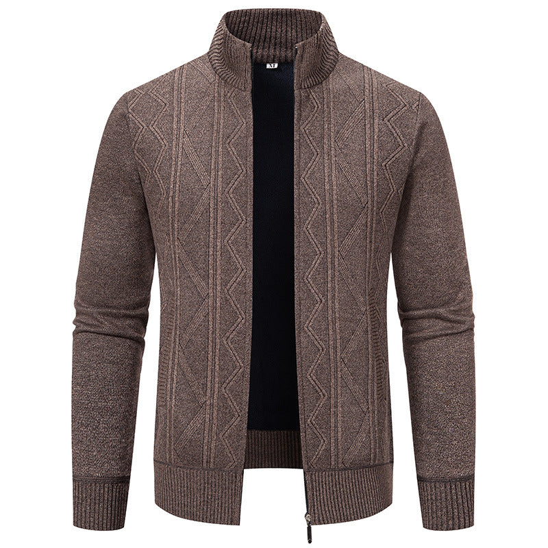 Elegant knitted jacket for men with textured pattern and high collar Lune London