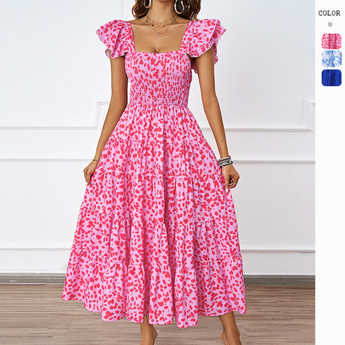 Ladies maxi dress with voluminous ruffle details and swinging skirt Amarae