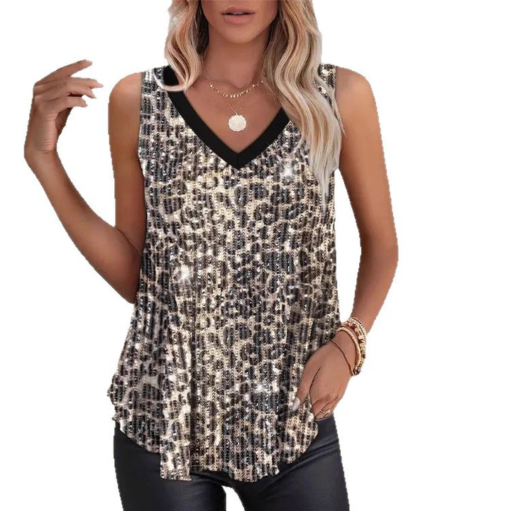 Lune London women's sequined animal print tank top