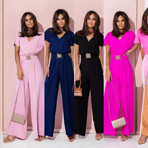 Women’s jumpsuit with wide leg and belt Amarae