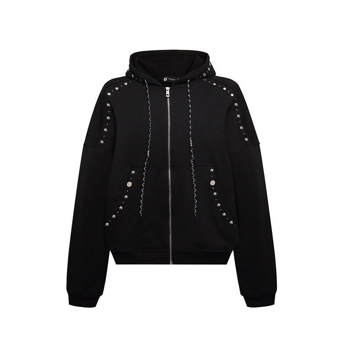 Women’s hooded zip jacket with stud trim and oversized fit Amarae