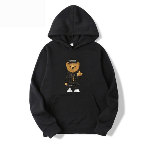 Women’s hoodie with artistic bear design and kangaroo pocket Chic & Stil