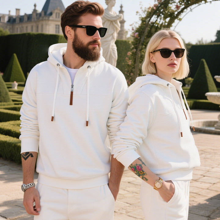 Men's Fleece Hoodie with modern zipper and kangaroo pocket Lune London