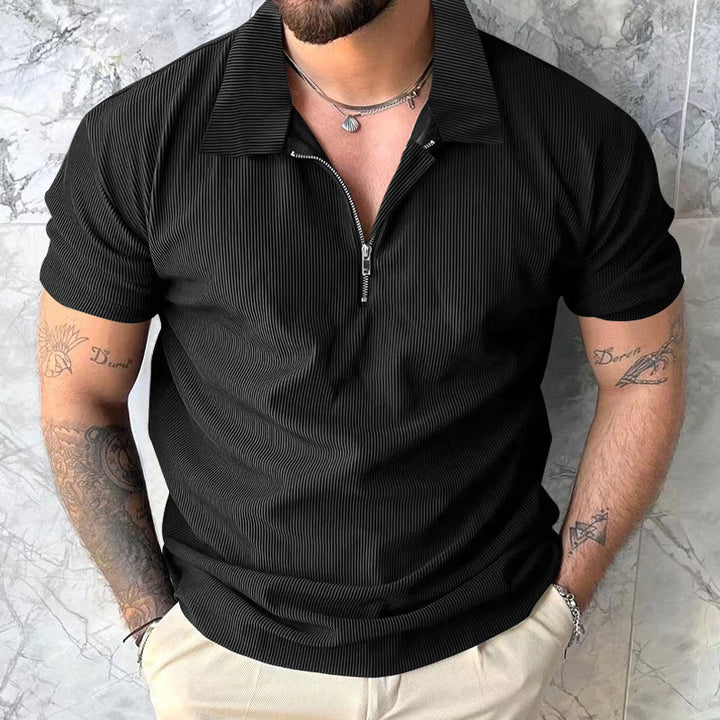 Men's polo T-shirt with modern zip closure and structured design Lune London