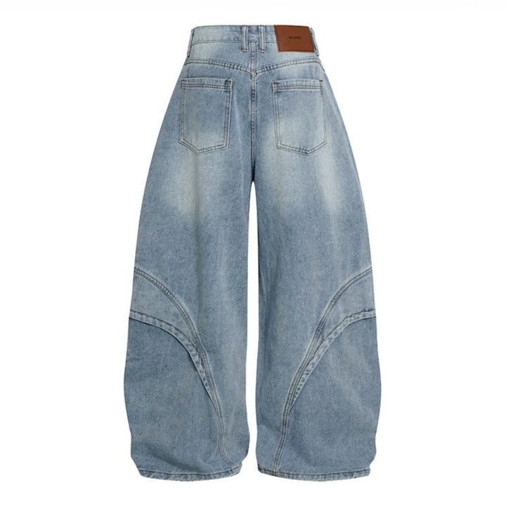 Women's Wide High-Waisted Balloon Jeans with Distinctive Panel Seams Amarae