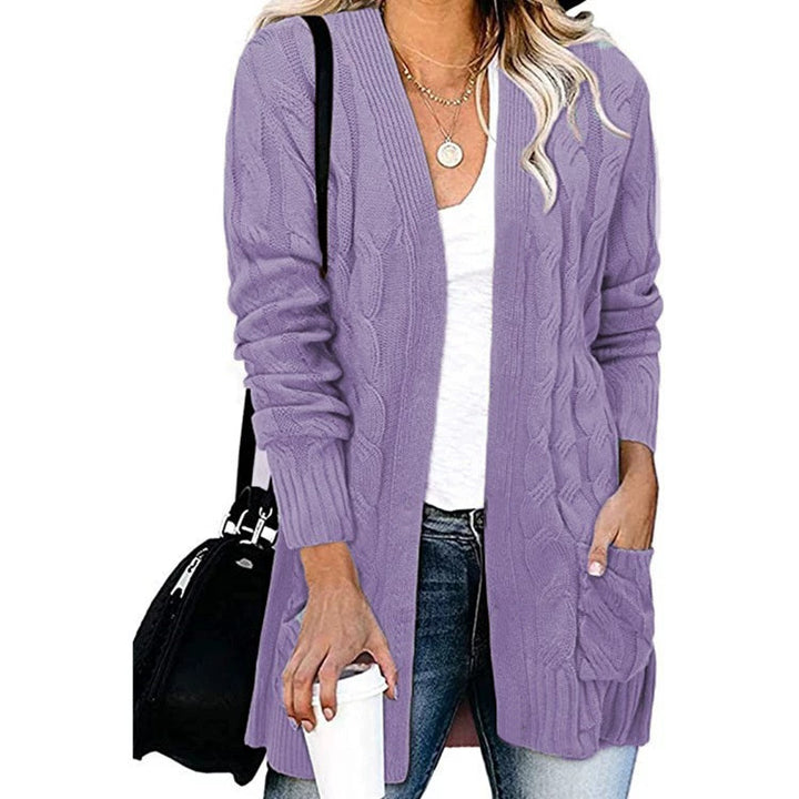 Cardigan femme en élégant motif en cable avec poches ouvertes Chic & Stil
