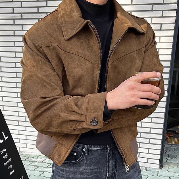 Casual transition jacket for men in soft synthetic leather with zipper Lune London