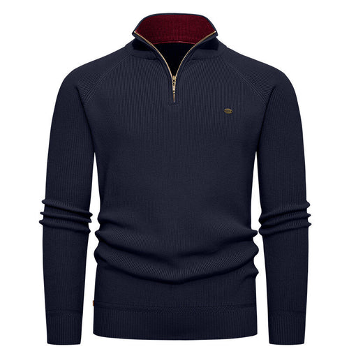 High-quality knitted sweater for men with turtle neck and modern zipper Amarae