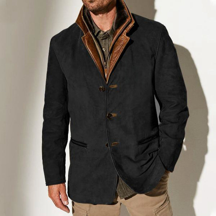 Men's suede blazer with removable leather inner vest Amarae